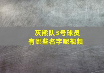 灰熊队3号球员有哪些名字呢视频