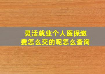 灵活就业个人医保缴费怎么交的呢怎么查询