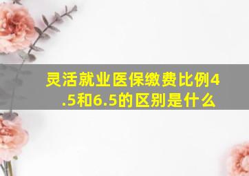 灵活就业医保缴费比例4.5和6.5的区别是什么