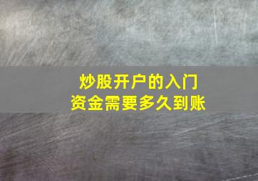 炒股开户的入门资金需要多久到账