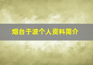 烟台于波个人资料简介