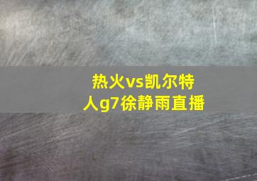 热火vs凯尔特人g7徐静雨直播