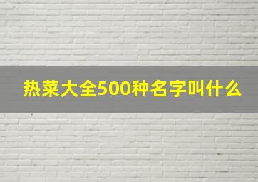 热菜大全500种名字叫什么