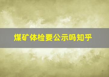 煤矿体检要公示吗知乎