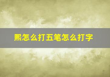 熙怎么打五笔怎么打字