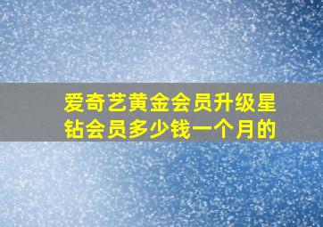 爱奇艺黄金会员升级星钻会员多少钱一个月的