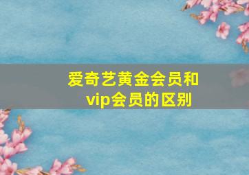 爱奇艺黄金会员和vip会员的区别