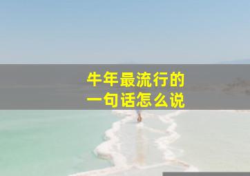 牛年最流行的一句话怎么说