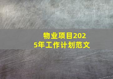 物业项目2025年工作计划范文