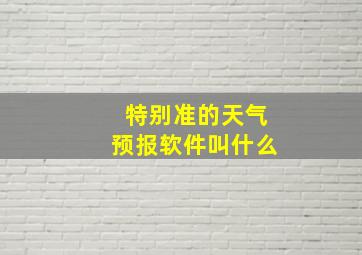 特别准的天气预报软件叫什么