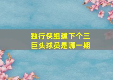 独行侠组建下个三巨头球员是哪一期