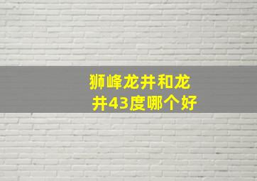 狮峰龙井和龙井43度哪个好