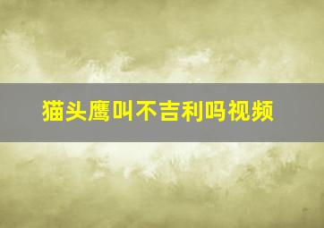 猫头鹰叫不吉利吗视频