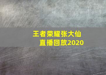 王者荣耀张大仙直播回放2020