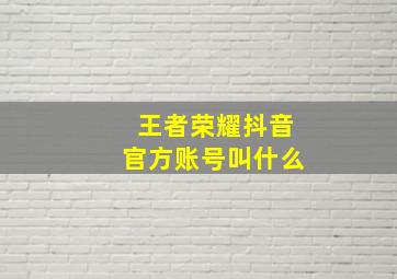 王者荣耀抖音官方账号叫什么