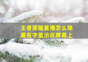 王者荣耀直播怎么隐藏名字显示在屏幕上