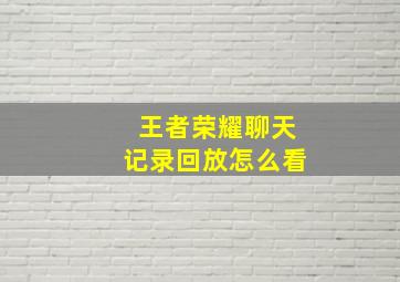 王者荣耀聊天记录回放怎么看