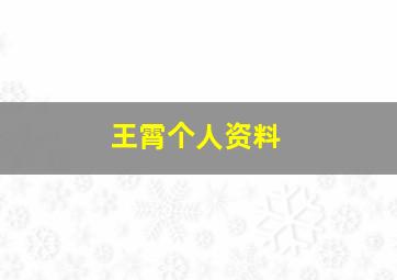 王霄个人资料