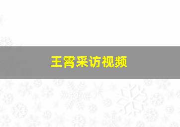 王霄采访视频