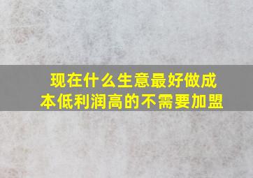 现在什么生意最好做成本低利润高的不需要加盟