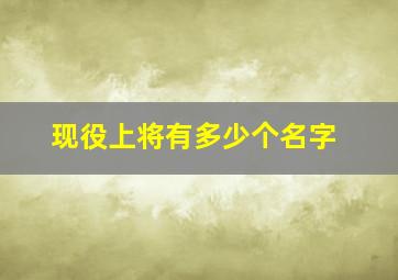 现役上将有多少个名字