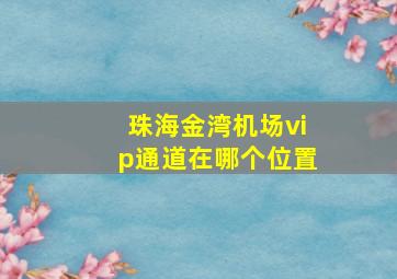 珠海金湾机场vip通道在哪个位置