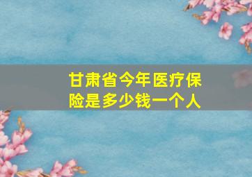 甘肃省今年医疗保险是多少钱一个人