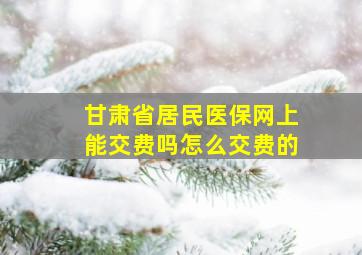 甘肃省居民医保网上能交费吗怎么交费的