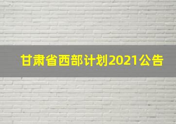 甘肃省西部计划2021公告