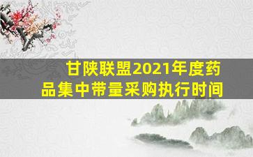 甘陕联盟2021年度药品集中带量采购执行时间