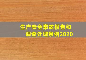 生产安全事故报告和调查处理条例2020