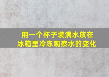 用一个杯子装满水放在冰箱里冷冻观察水的变化