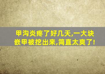 甲沟炎疼了好几天,一大块嵌甲被挖出来,简直太爽了!