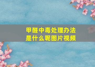 甲醛中毒处理办法是什么呢图片视频