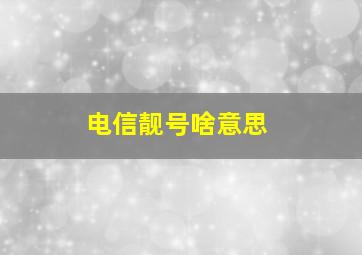 电信靓号啥意思