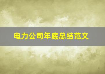 电力公司年底总结范文