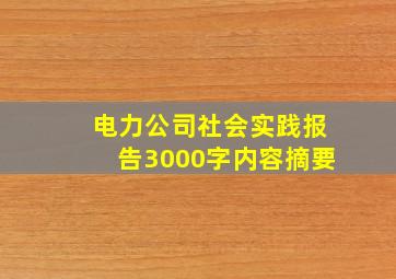 电力公司社会实践报告3000字内容摘要