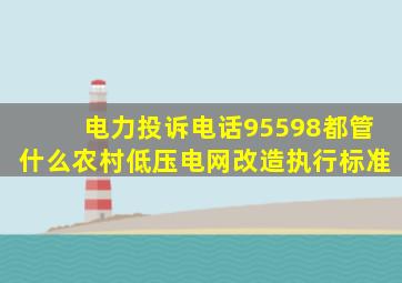 电力投诉电话95598都管什么农村低压电网改造执行标准