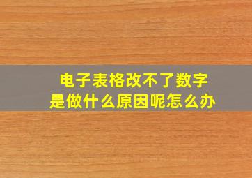 电子表格改不了数字是做什么原因呢怎么办