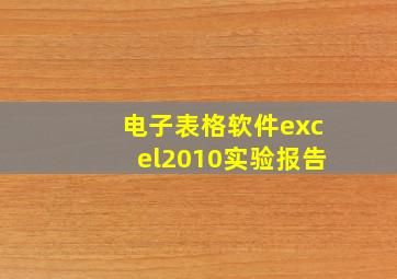 电子表格软件excel2010实验报告