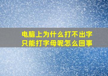 电脑上为什么打不出字只能打字母呢怎么回事