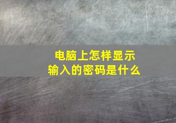 电脑上怎样显示输入的密码是什么