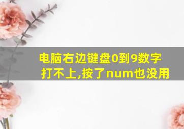 电脑右边键盘0到9数字打不上,按了num也没用