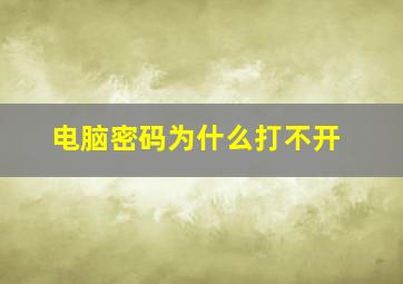 电脑密码为什么打不开