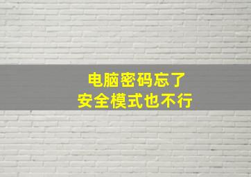 电脑密码忘了安全模式也不行