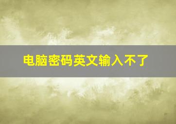 电脑密码英文输入不了