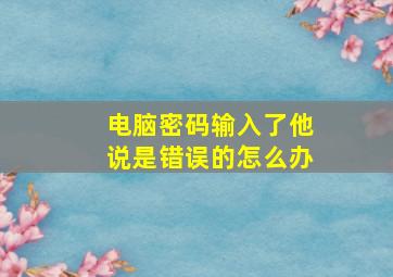 电脑密码输入了他说是错误的怎么办