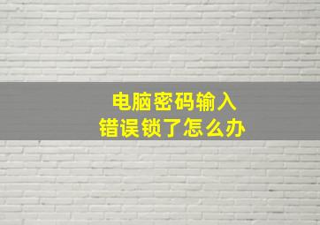 电脑密码输入错误锁了怎么办