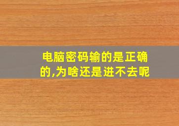 电脑密码输的是正确的,为啥还是进不去呢