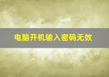 电脑开机输入密码无效